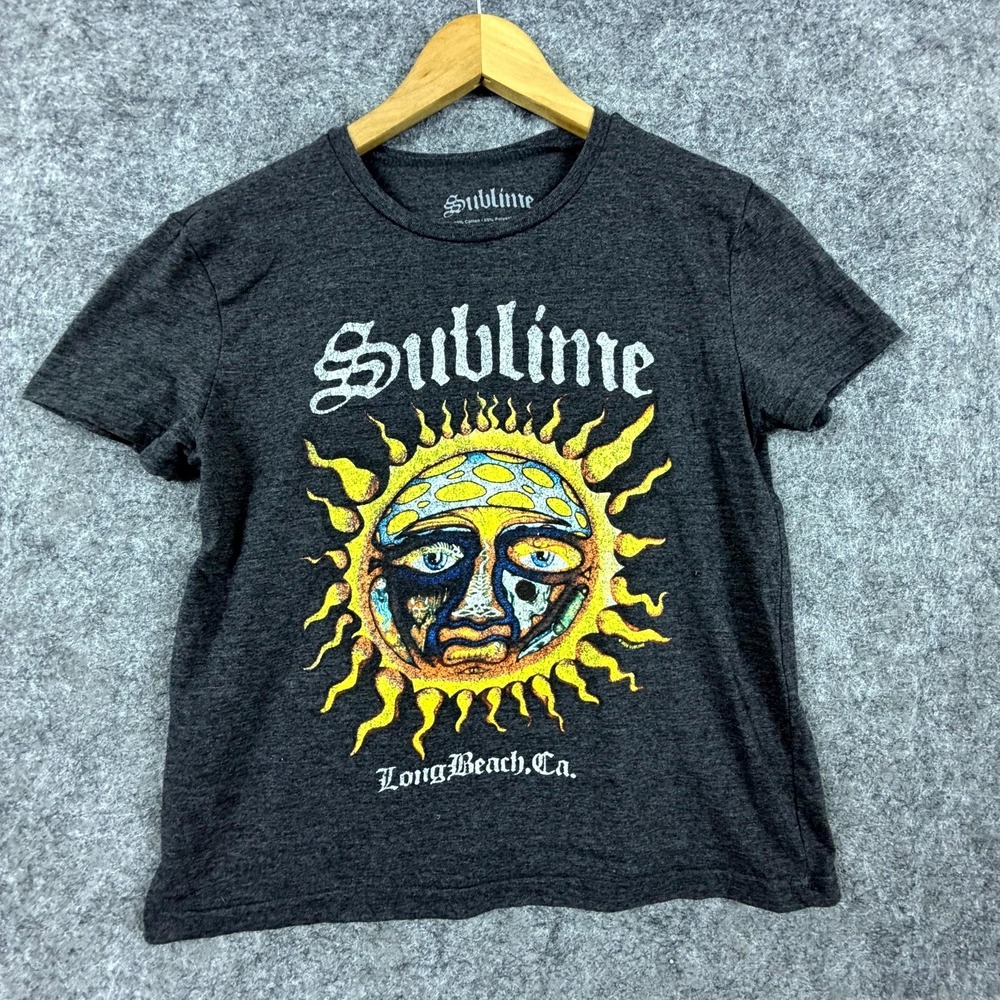Sublime‎ T-Shirt XS Charcoal Gray Cotton Sun Long Beach CA Graphic Funky Music